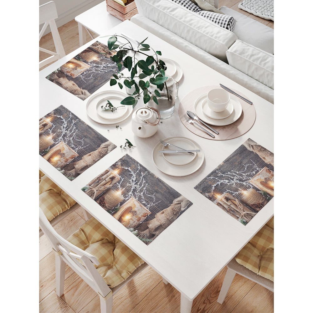 Изображение товара Комплект тканевых салфеток для сервировки стола JOYARTY новогодние свечи 4 шт 32x46 см