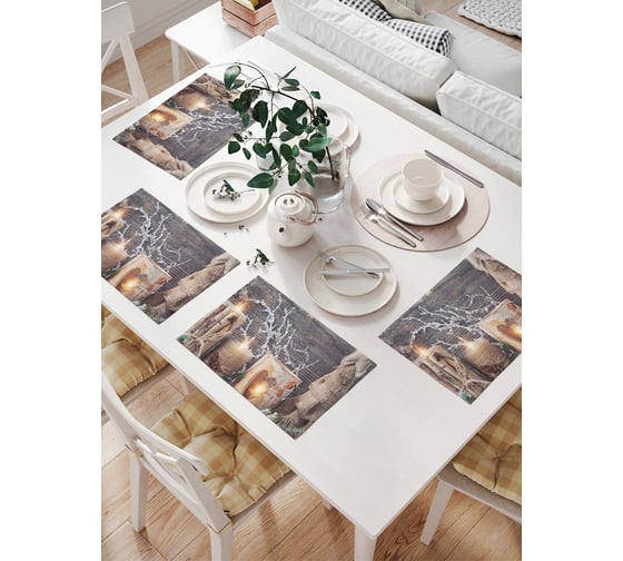 Изображение товара Комплект тканевых салфеток для сервировки стола JOYARTY "новогодние свечи", 32x46 см, 4 шт. np_5543