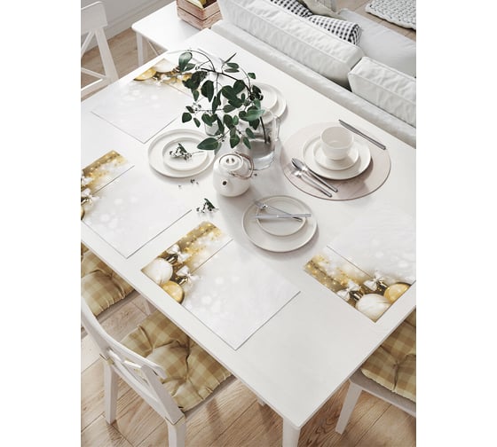 Изображение товара Комплект тканевых салфеток для сервировки стола JOYARTY "шарики праздничные", 32x46 см, 4 шт. np_20294