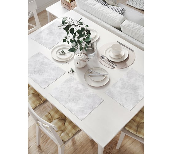 Изображение товара Комплект тканевых салфеток для сервировки стола JOYARTY "серая мраморная поверхность", 32x46 см, 4 шт. np_37015