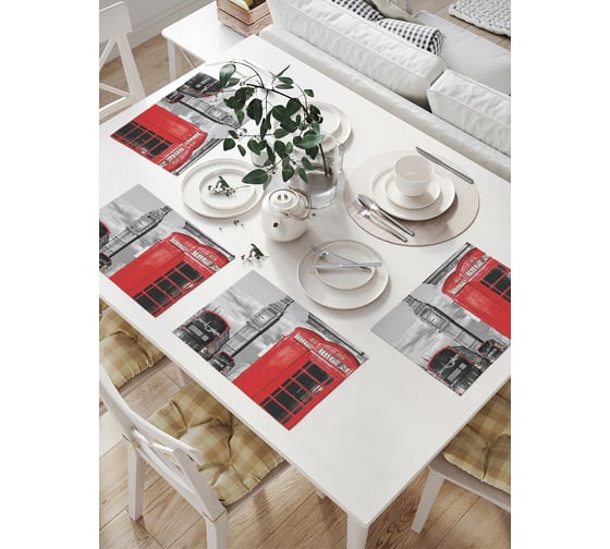Изображение товара Комплект тканевых салфеток для сервировки стола JOYARTY "эксурсия по лондону", 32x46 см, 4 шт. np_14659