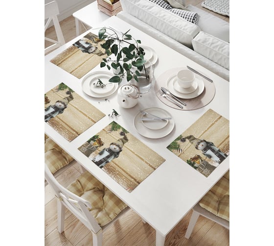 Изображение товара Комплект тканевых салфеток для сервировки стола JOYARTY "новогодний домовенок", 32x46 см, 4 шт. np_21436