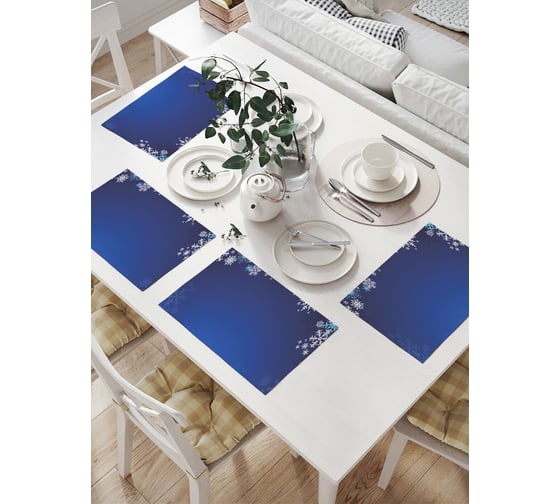 Изображение товара Комплект тканевых салфеток для сервировки стола JOYARTY "новогодний снегопад", 32x46 см, 4 шт. np_37044