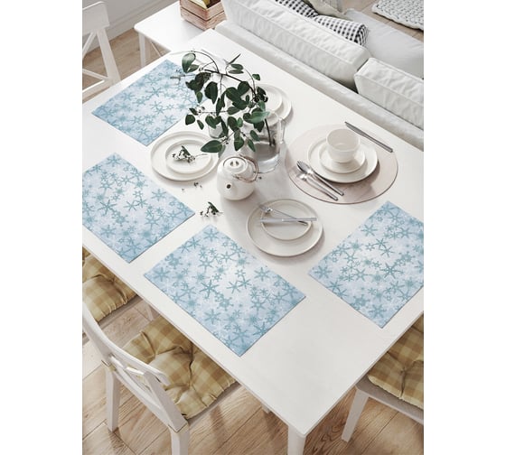 Изображение товара Комплект тканевых салфеток для сервировки стола JOYARTY "иней снежинок", 32x46 см, 4 шт. np_419800