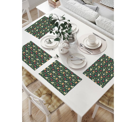 Изображение товара Комплект тканевых салфеток для сервировки стола JOYARTY "рождественские свечи", 32x46 см, 4 шт. np_380847