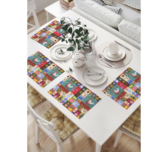 Изображение товара Комплект тканевых салфеток для сервировки стола JOYARTY "встречай новый год", 32x46 см, 4 шт. np_20058