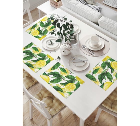 Изображение товара Комплект тканевых салфеток для сервировки стола JOYARTY "дерево лимона", 32x46 см, 4 шт. np_31929