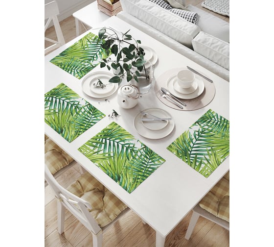 Изображение товара Комплект тканевых салфеток для сервировки стола JOYARTY "ботанические тропики", 32x46 см, 4 шт. np_38857