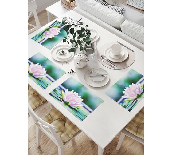 Изображение товара Комплект тканевых салфеток для сервировки стола JOYARTY "лотос на воде", 32x46 см, 4 шт. np_2642