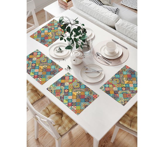 Изображение товара Комплект тканевых салфеток для сервировки стола JOYARTY "лоскуты орнамента", 32x46 см, 4 шт. np_37433