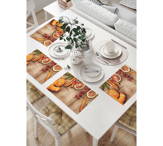 Изображение товара Комплект тканевых салфеток для сервировки стола JOYARTY "коричный человечек", 32x46 см, 4 шт. np_38354