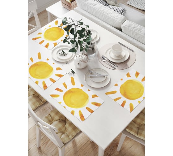 Изображение товара Комплект тканевых салфеток для сервировки стола JOYARTY "солнце глазами ребенка", 32x46 см, 4 шт. np_17695