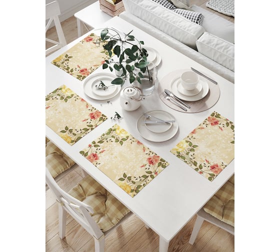 Изображение товара Комплект тканевых салфеток для сервировки стола JOYARTY "цветочные узоры", 32x46 см, 4 шт. np_16594