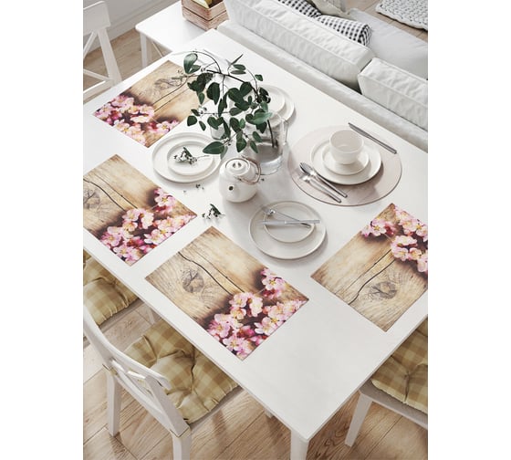 Изображение товара Комплект тканевых салфеток для сервировки стола JOYARTY "цветки вишни", 32x46 см, 4 шт. np_17417