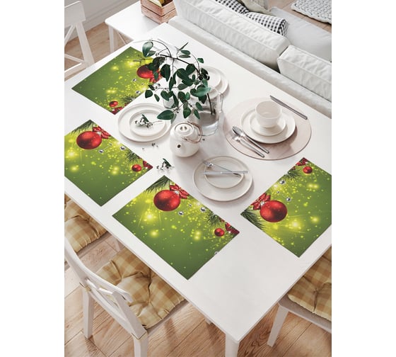 Изображение товара Комплект тканевых салфеток для сервировки стола JOYARTY "искрящаяся новогодняя елка", 32x46 см, 4 шт. np_378820