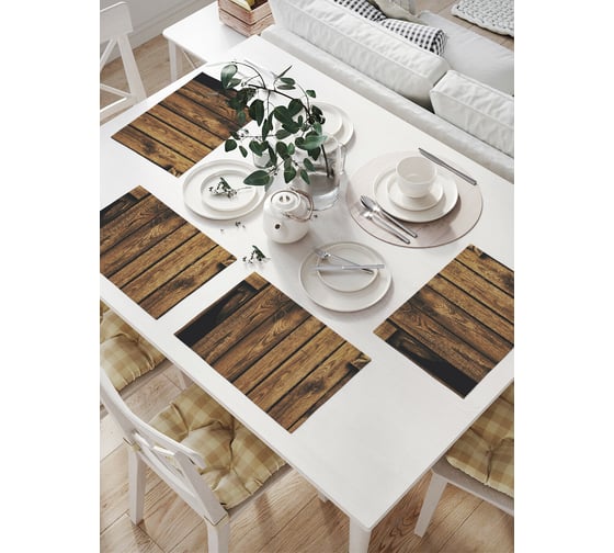 Изображение товара Комплект тканевых салфеток для сервировки стола JOYARTY "деревянный забор", 32x46 см, 4 шт. np_21635