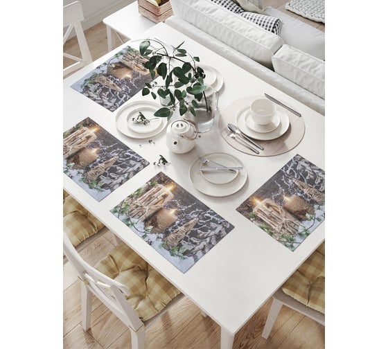 Изображение товара Комплект тканевых салфеток для сервировки стола JOYARTY "зимние украшения", 32x46 см, 4 шт. np_21446