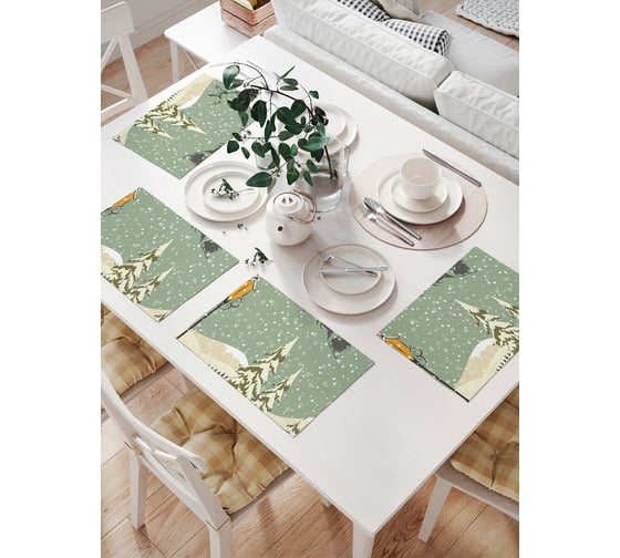 Изображение товара Комплект тканевых салфеток для сервировки стола JOYARTY "санта в пути", 32x46 см, 4 шт. np_5528