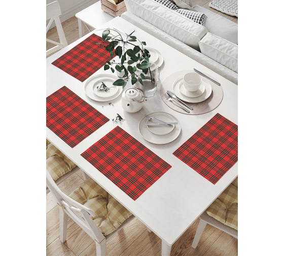Изображение товара Комплект тканевых салфеток для сервировки стола JOYARTY "красно-черная клетка", 32x46 см, 4 шт. np_31124