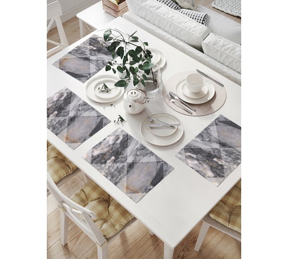 Изображение товара Комплект тканевых салфеток для сервировки стола JOYARTY "плиточный мрамор", 32x46 см, 4 шт. np_37023
