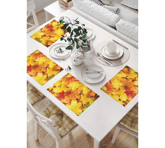 Изображение товара Комплект тканевых салфеток для сервировки стола JOYARTY "ковер кленовых листьев", 32x46 см, 4 шт. np_37693