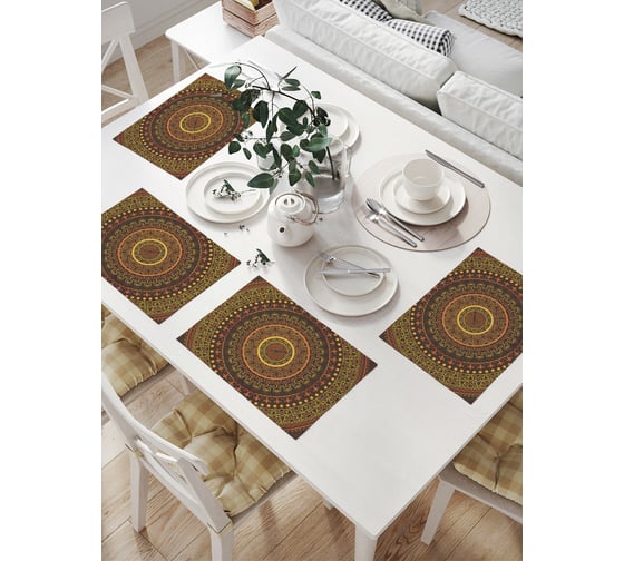 Изображение товара Комплект тканевых салфеток для сервировки стола JOYARTY "симпатичный ковер", 32x46 см, 4 шт. np_21182