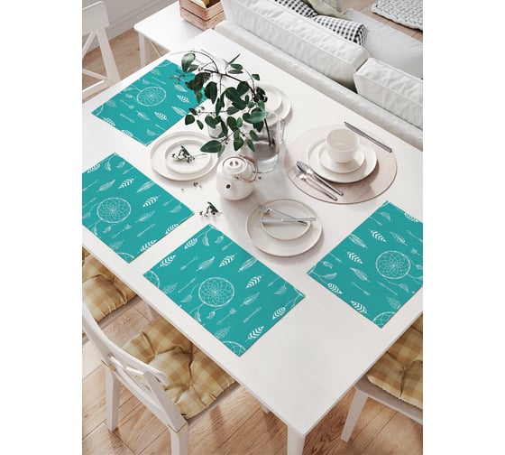 Изображение товара Комплект тканевых салфеток для сервировки стола JOYARTY "ловец снов со стрелами", 32x46 см, 4 шт. np_10308