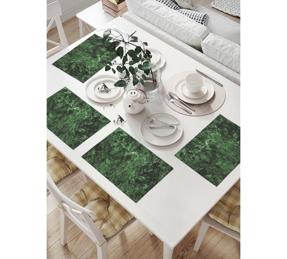 Изображение товара Комплект тканевых салфеток для сервировки стола JOYARTY "зеленый мрамор", 32x46 см, 4 шт. np_18900