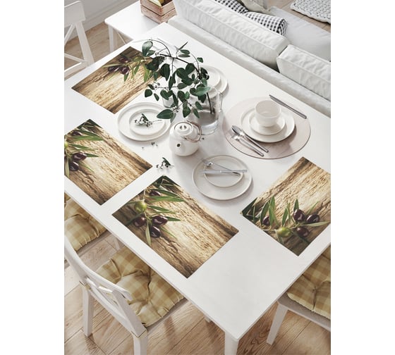 Изображение товара Комплект тканевых салфеток для сервировки стола JOYARTY "ветка оливок", 32x46 см, 4 шт. np_105977