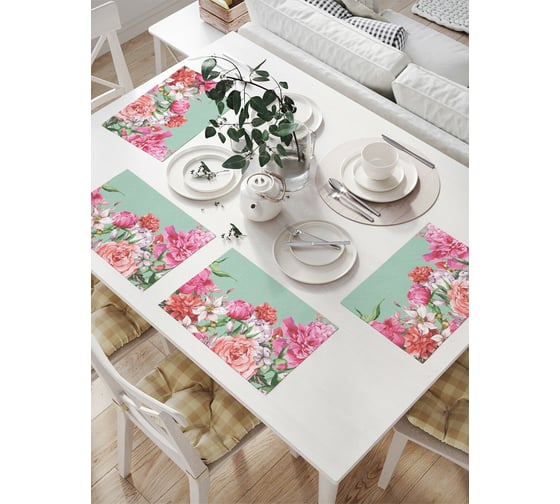 Изображение товара Комплект тканевых салфеток для сервировки стола JOYARTY "цветы в подарок", 32x46 см, 4 шт. np_27547