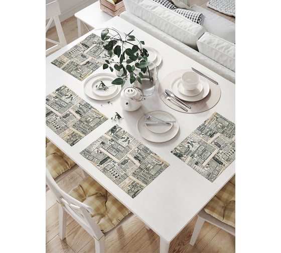 Изображение товара Комплект тканевых салфеток для сервировки стола JOYARTY "газетные редакции", 32x46 см, 4 шт. np_15860