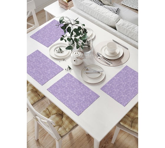 Изображение товара Комплект тканевых салфеток для сервировки стола JOYARTY "вечерняя сирень", 32x46 см, 4 шт. np_62726