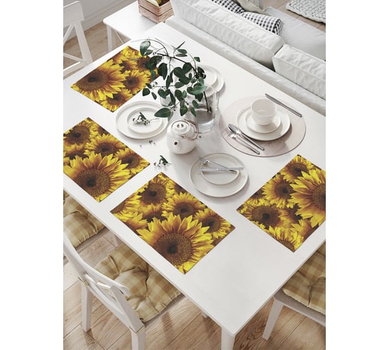 Изображение товара Комплект тканевых салфеток для сервировки стола JOYARTY "подсолнухи", 32x46 см, 4 шт. np_9855