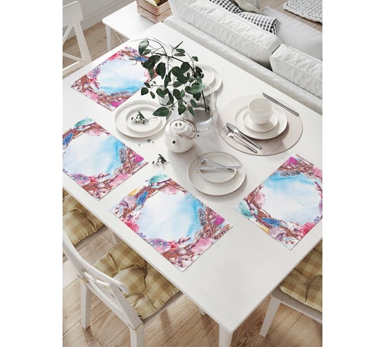 Изображение товара Комплект тканевых салфеток для сервировки стола JOYARTY "пасхальный венок", 32x46 см, 4 шт. np_28436