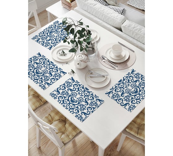 Изображение товара Комплект тканевых салфеток для сервировки стола JOYARTY "узоры гжель", 32x46 см, 4 шт. np_32180
