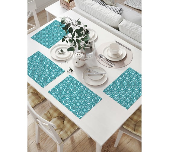 Изображение товара Комплект тканевых салфеток для сервировки стола JOYARTY "перепление кругов", 32x46 см, 4 шт. np_33093