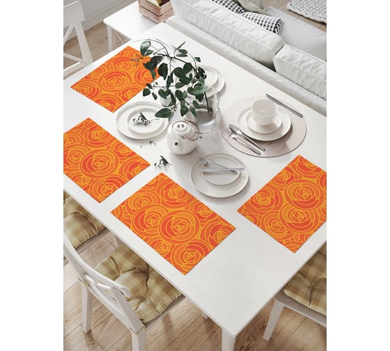 Изображение товара Комплект тканевых салфеток для сервировки стола JOYARTY "геометрические розы", 32x46 см, 4 шт. np_67312