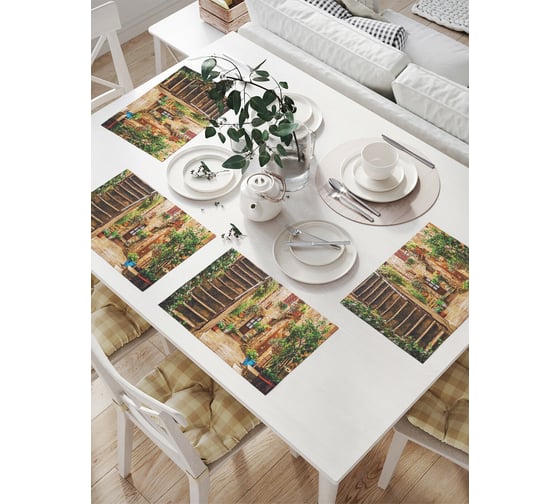 Изображение товара Комплект тканевых салфеток для сервировки стола JOYARTY "цветочные улицы", 32x46 см, 4 шт. np_14597