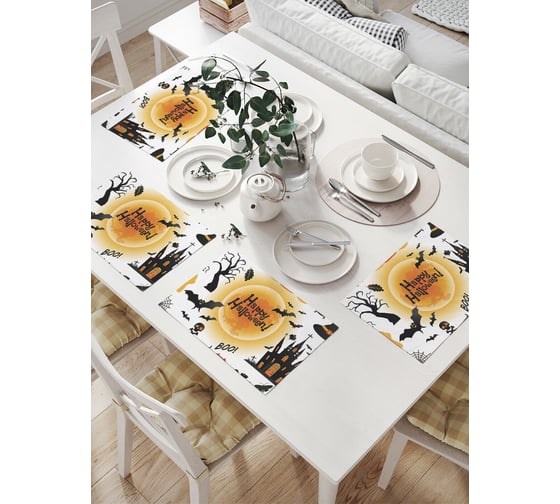 Изображение товара Комплект тканевых салфеток для сервировки стола JOYARTY "веселый хэллоуин", 32x46 см, 4 шт. np_18818