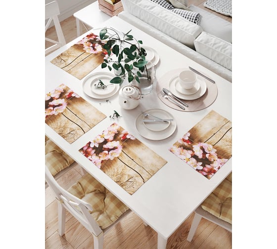 Изображение товара Комплект тканевых салфеток для сервировки стола JOYARTY "ветка вишни на дереве", 32x46 см, 4 шт. np_27470