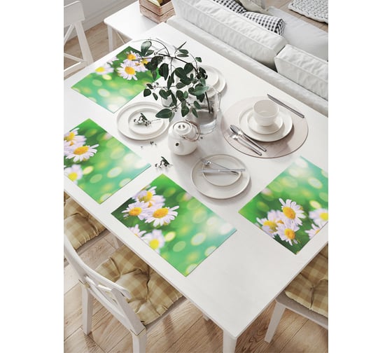Изображение товара Комплект тканевых салфеток для сервировки стола JOYARTY "милые ромашки", 32x46 см, 4 шт. np_30348