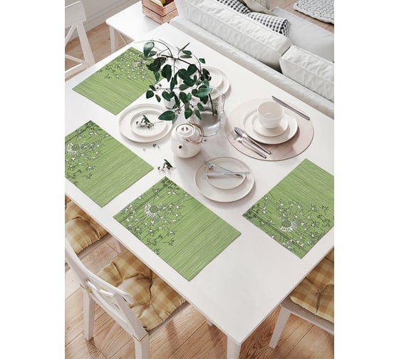 Изображение товара Комплект тканевых салфеток для сервировки стола JOYARTY "гордые одуванчики", 32x46 см, 4 шт. np_3440