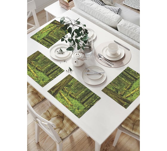 Изображение товара Комплект тканевых салфеток для сервировки стола JOYARTY "травяной ковер в лесу", 32x46 см, 4 шт. np_19647
