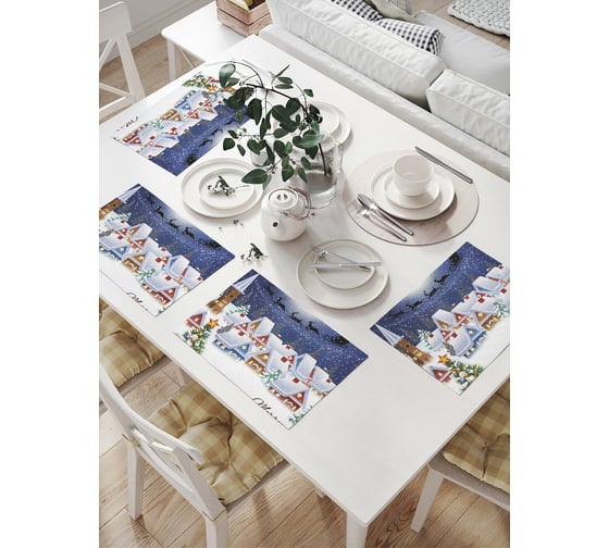 Изображение товара Комплект тканевых салфеток для сервировки стола JOYARTY "снежный городок", 32x46 см, 4 шт. np_20307