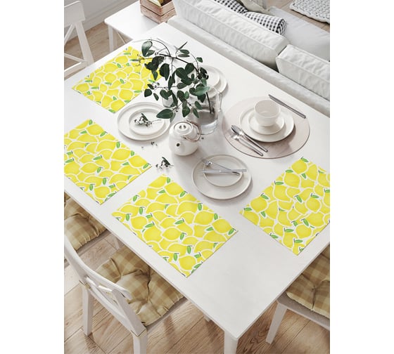 Изображение товара Комплект тканевых салфеток для сервировки стола JOYARTY "лимонное полотно", 32x46 см, 4 шт. np_13410