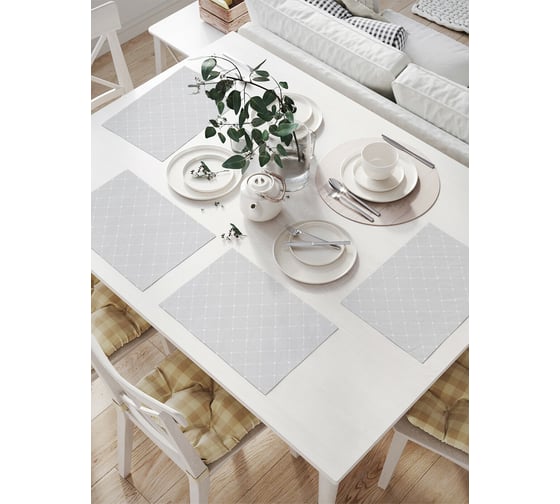 Изображение товара Комплект тканевых салфеток для сервировки стола JOYARTY "точечные соединения", 32x46 см, 4 шт. np_13580