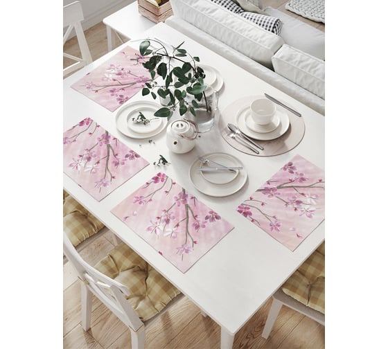 Изображение товара Комплект тканевых салфеток для сервировки стола JOYARTY "небесная ветка", 32x46 см, 4 шт. np_14318