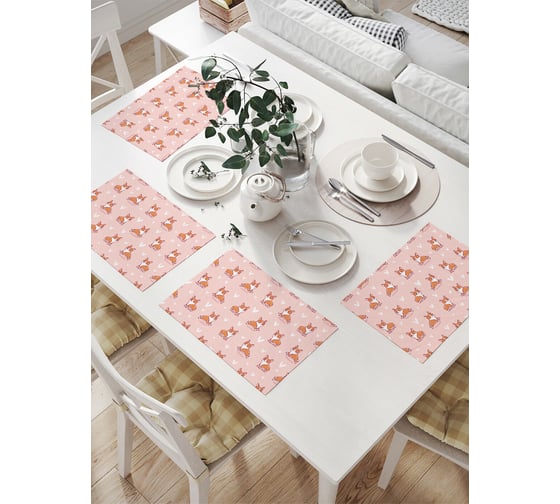 Изображение товара Комплект тканевых салфеток для сервировки стола JOYARTY "корги королевы", 32x46 см, 4 шт. np_50119