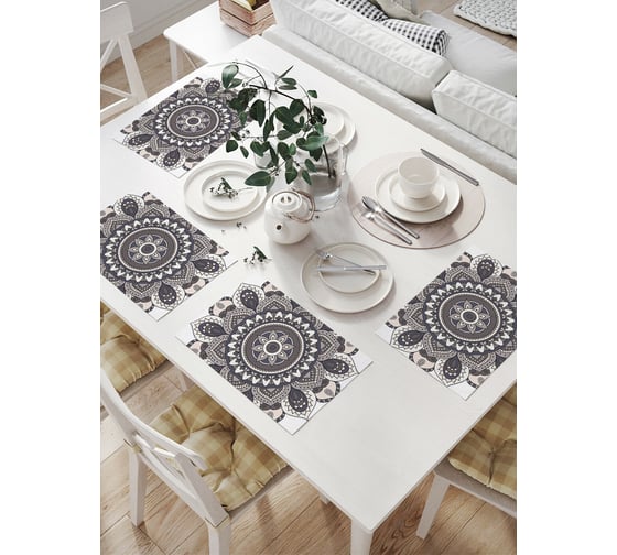 Изображение товара Комплект тканевых салфеток для сервировки стола JOYARTY "стилизованная мандала", 32x46 см, 4 шт. np_77813