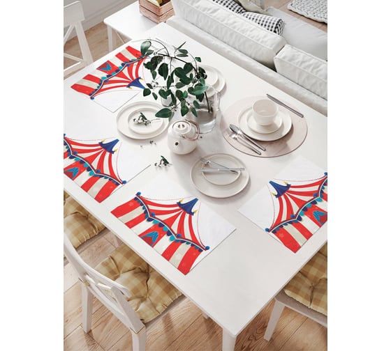 Изображение товара Комплект тканевых салфеток для сервировки стола JOYARTY "полосатый цирк", 32x46 см, 4 шт. np_9502
